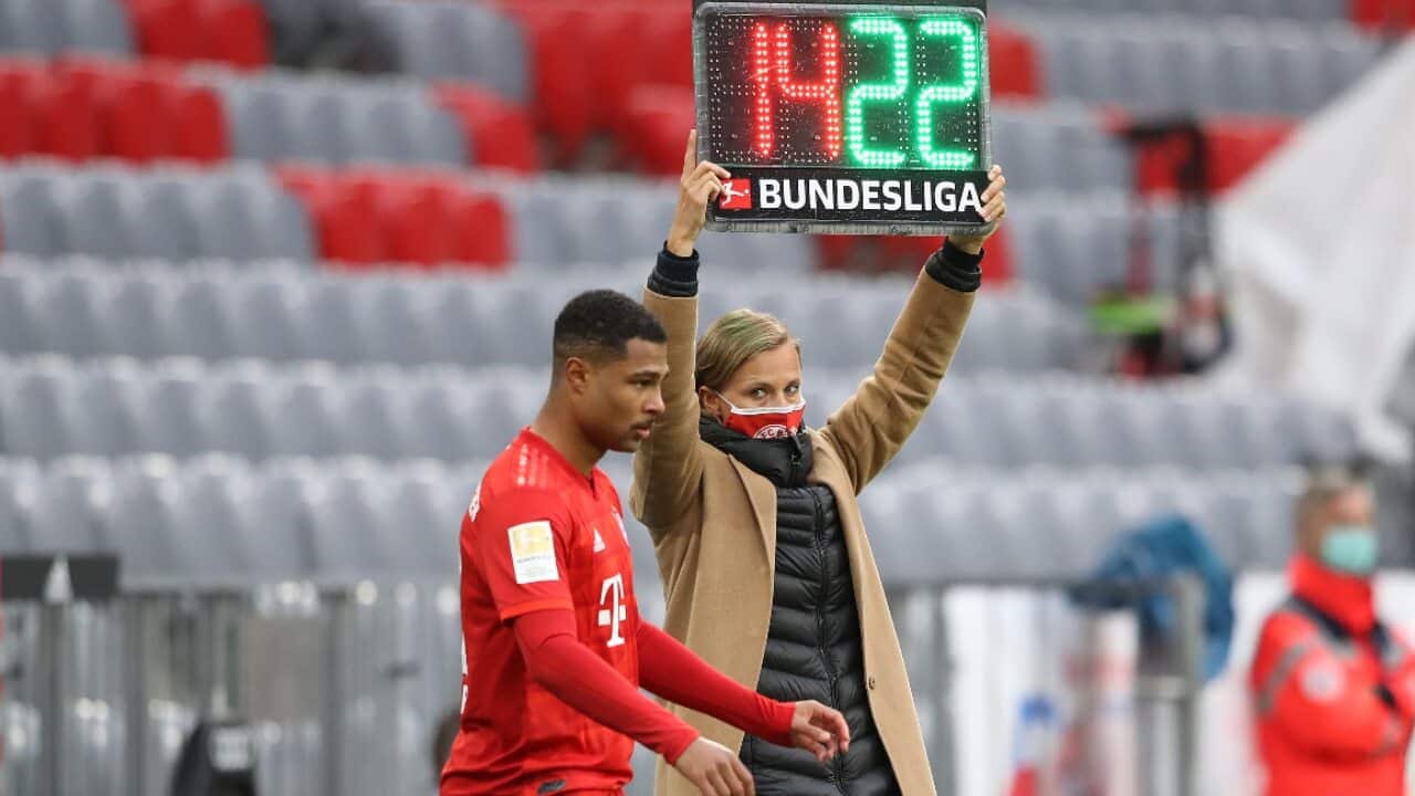 Serge Gnabry was one of five substitutes for Bayern Munich on Sunday (AEST)