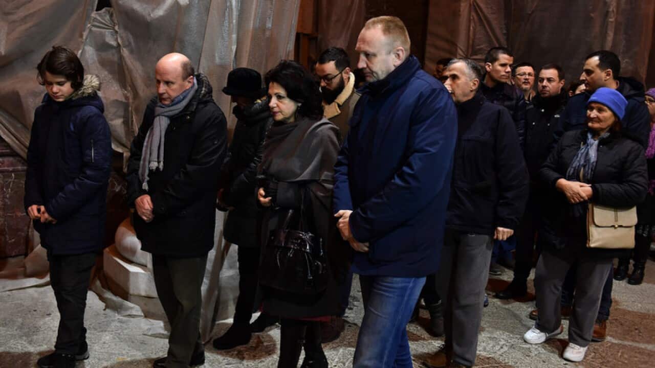 Mourners for murdered Serb leader of the Freedom, Democracy, Justice initiative in Kosovo