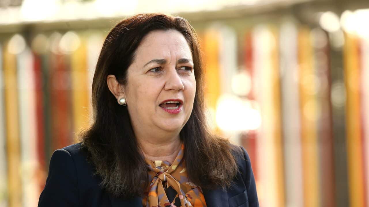 Queensland Premier Annastacia Palaszczuk speaks to the media during a press conference in Brisbane, Tuesday, June 22, 2021. (AAP Image/Jono Searle) NO ARCHIVING