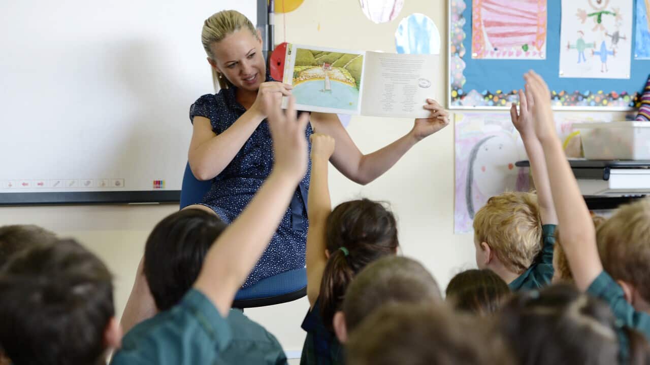 Teacher and students at a primary school in Brisbane aap.jpg