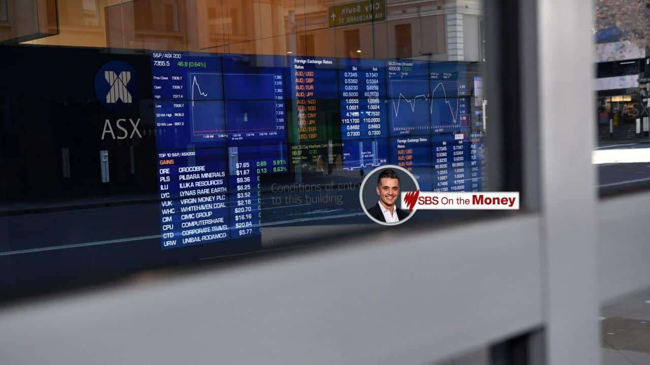 A board showing ASX data.