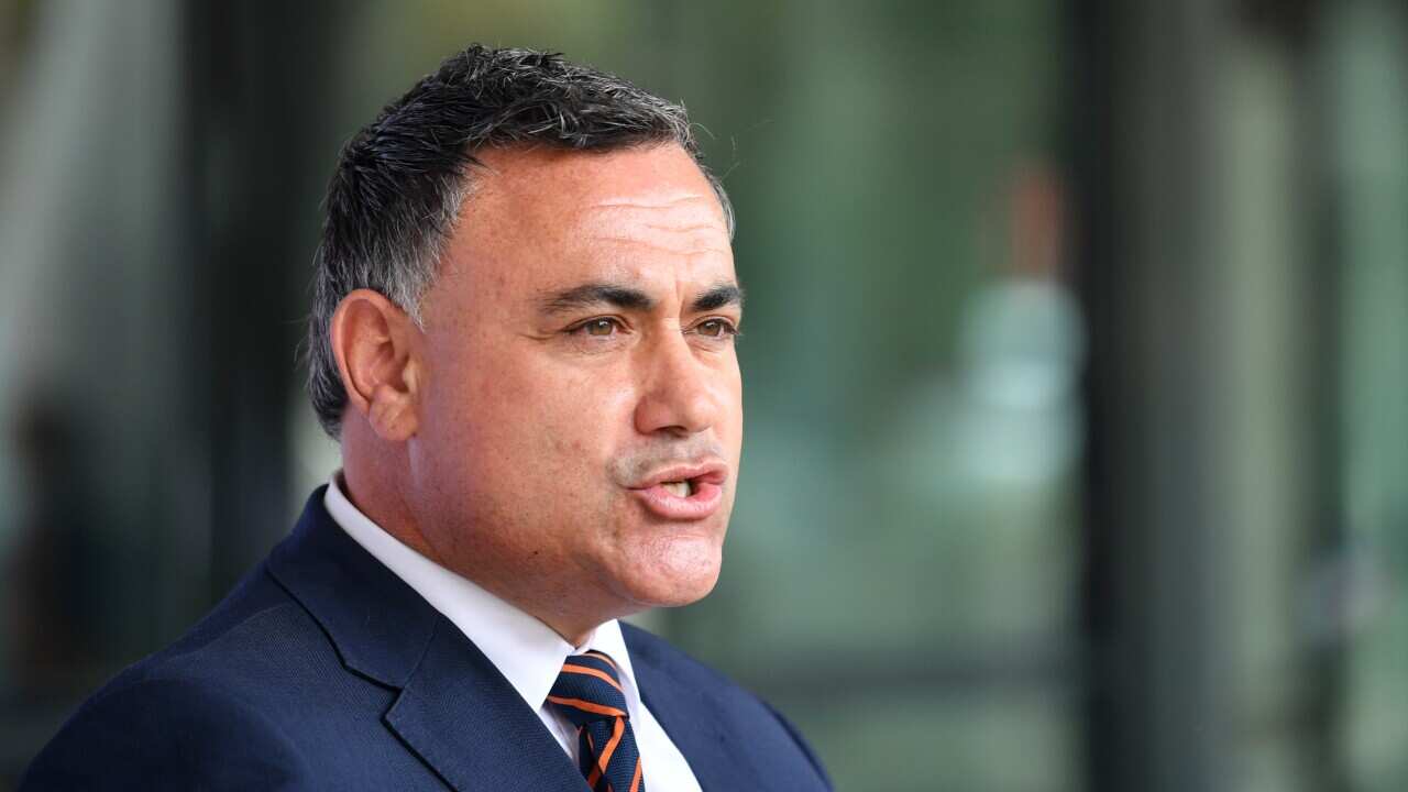 Acting Premier John Barilaro addresses the media in Sydney, Monday, 4 January, 2021. 