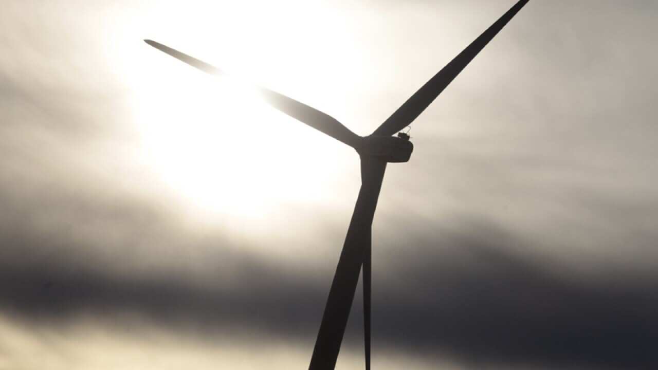 A wind turbine of the Capital windfarm in Canberra