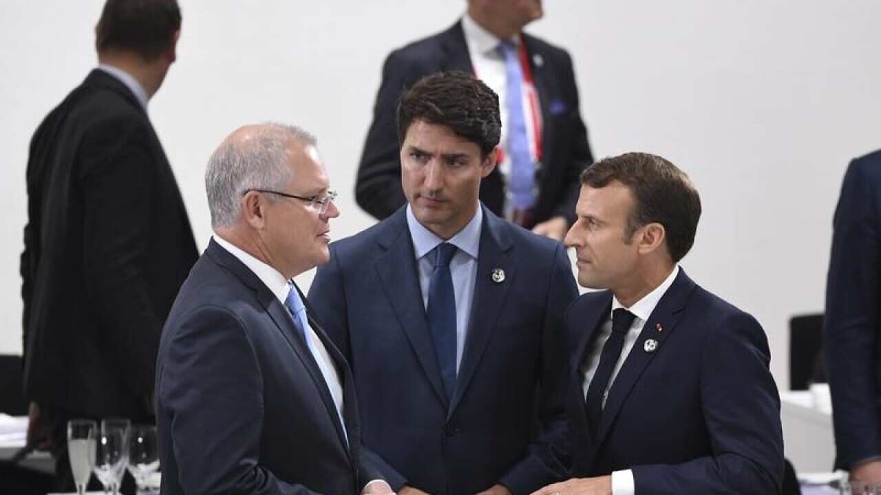 Scott Morrison, Justin Trudeau and Emmanuel Macron