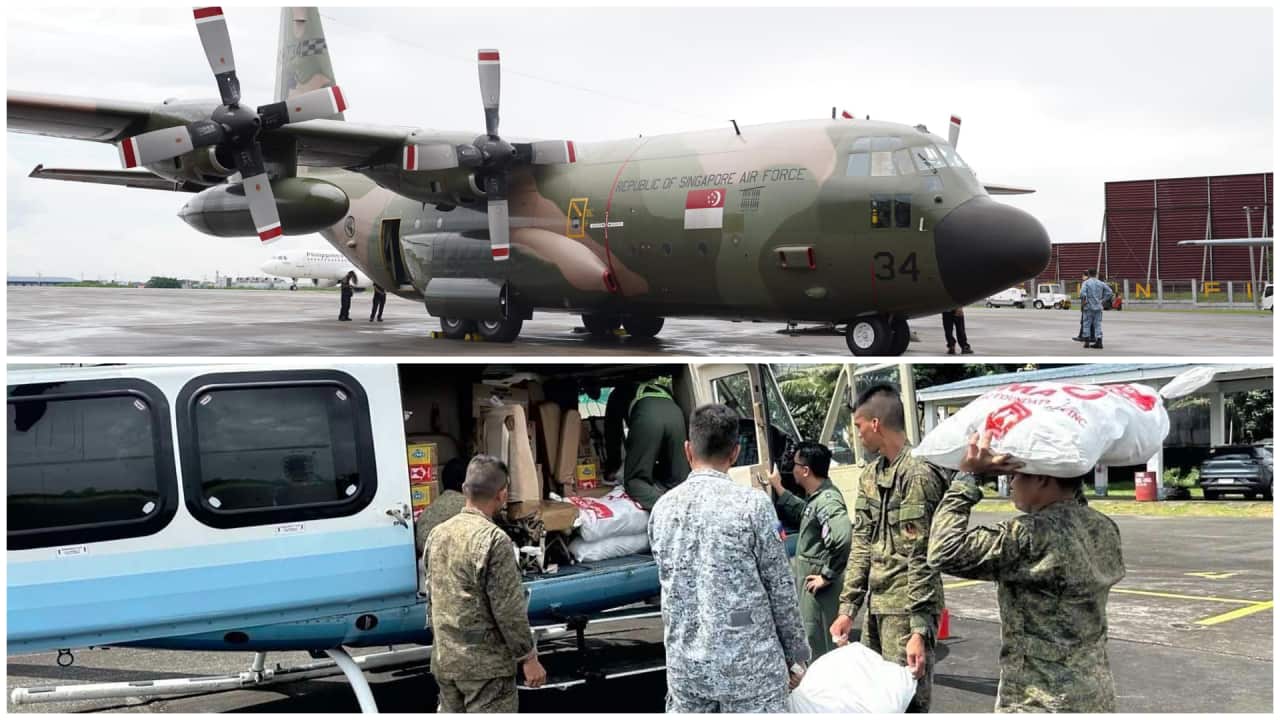 Air assets from Singapore arrive in the Philippines to help in the delivery of aid to residents mostly devastated by Severe Tropical Storm Kristine