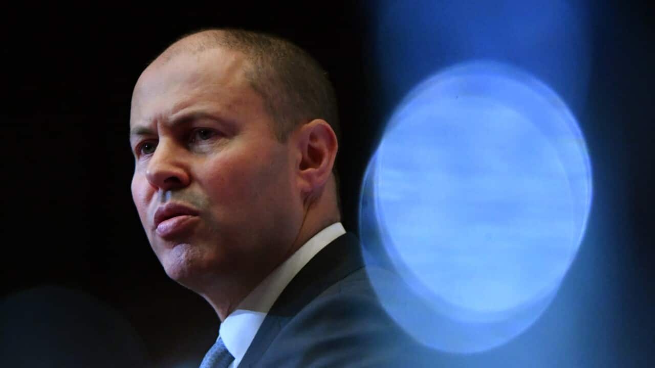 Treasurer Josh Frydenberg speaks at an Australian Chamber of Commerce and Industry event at Parliament House in Canberra, Wednesday, February 24, 2021. (AAP Image/Mick Tsikas) NO ARCHIVING