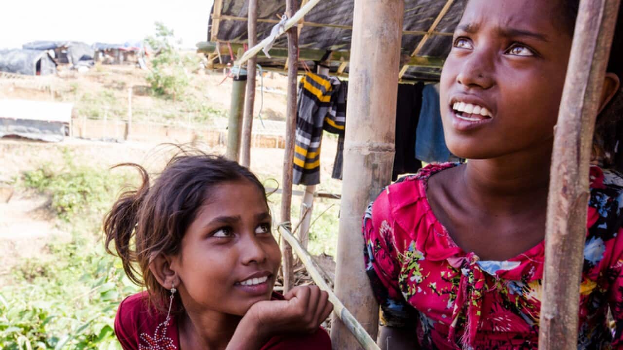 Two Rohingya refugees in Bangladesh.