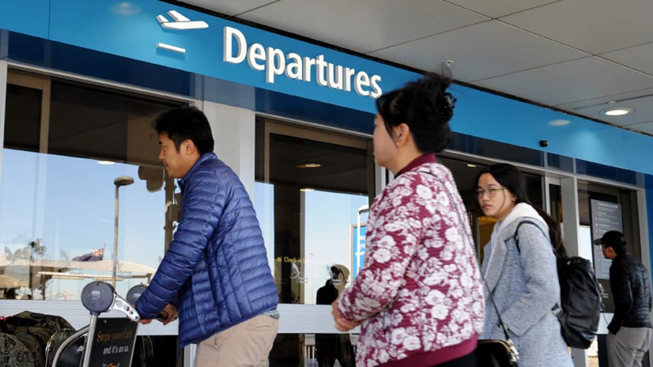Travellers at the Sydney International Airport