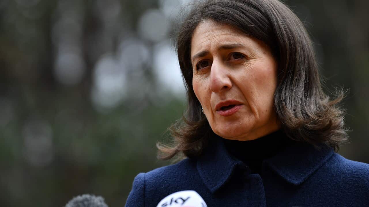 NSW Premier Gladys Berejiklian speaks to the media.