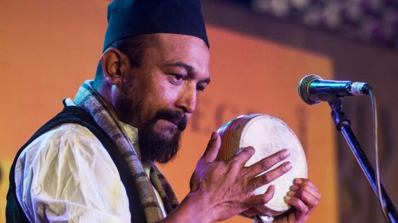 Singer/musician Deo Ashis Mothey from The Three Seas band runs "Warnamala Project" which helps preserve Nepali language.