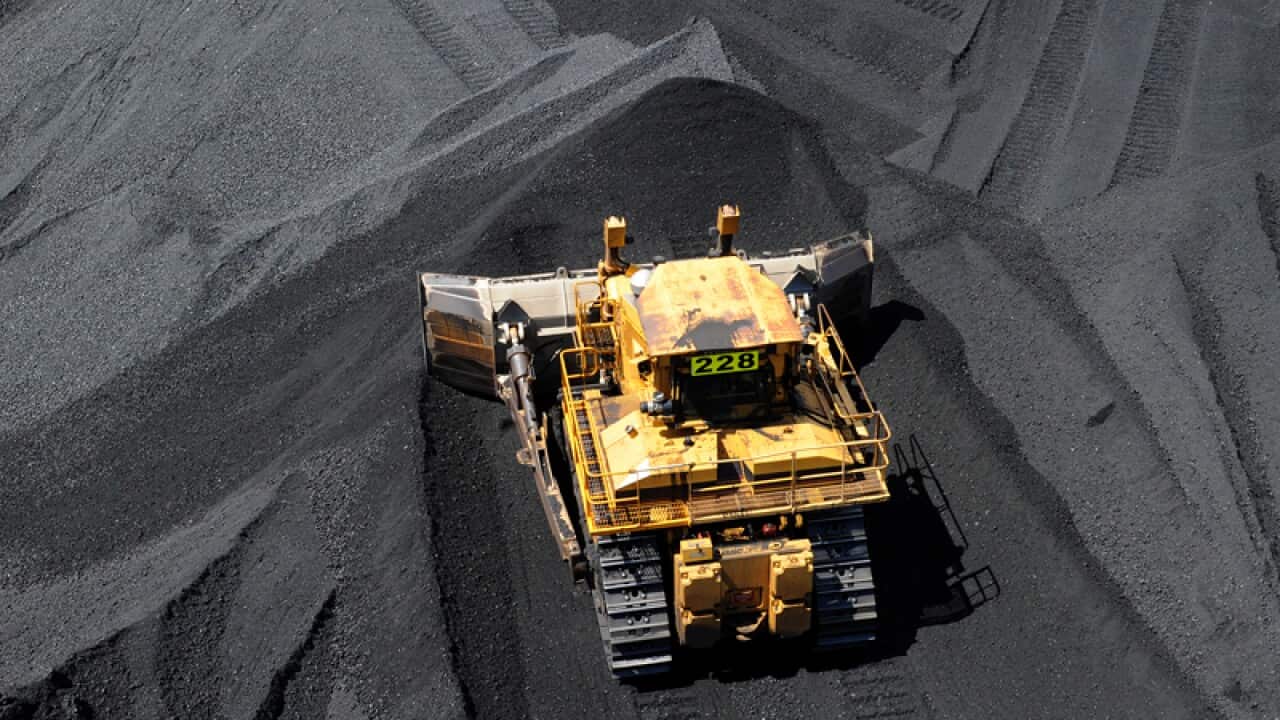 Coal is stockpiled before being loaded onto ships