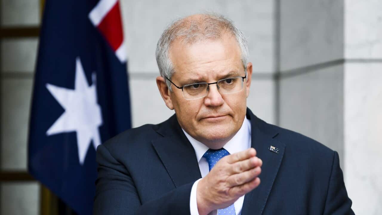 Prime Minister Scott Morrison following a national cabinet meeting at Parliament House in Canberra (AAP)