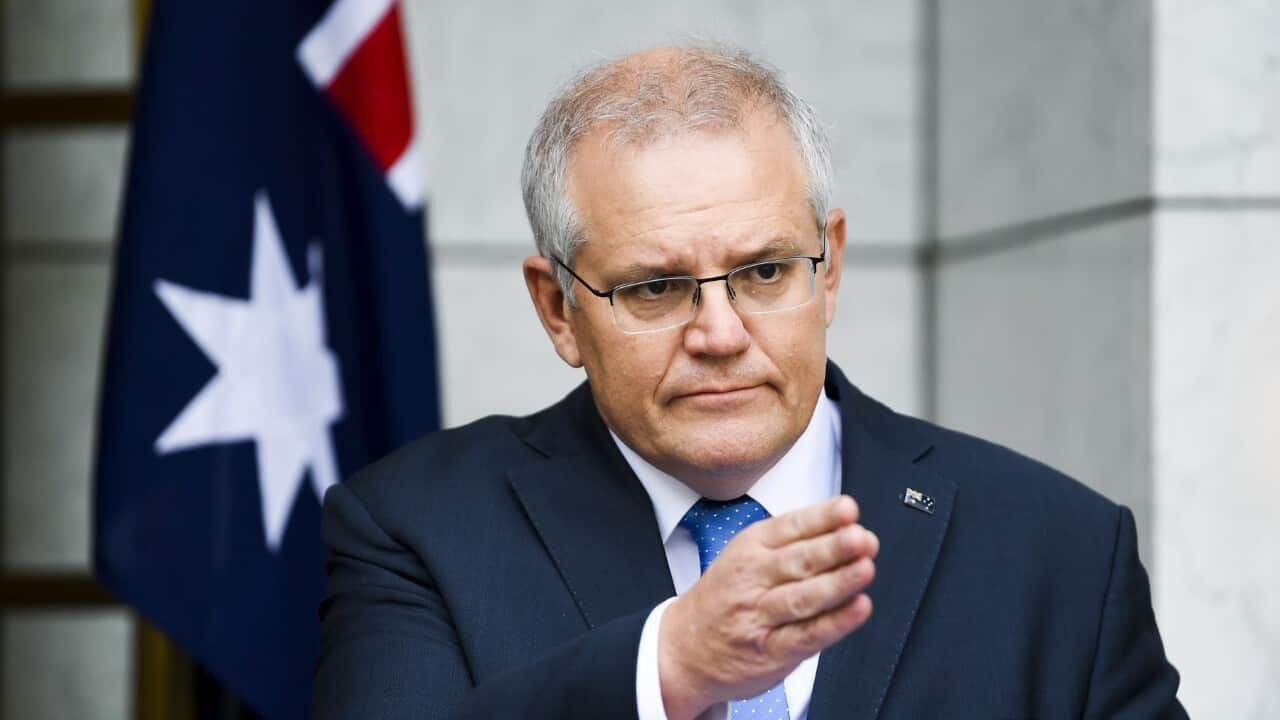 Prime Minister Scott Morrison following a national cabinet meeting at Parliament House in Canberra (AAP)