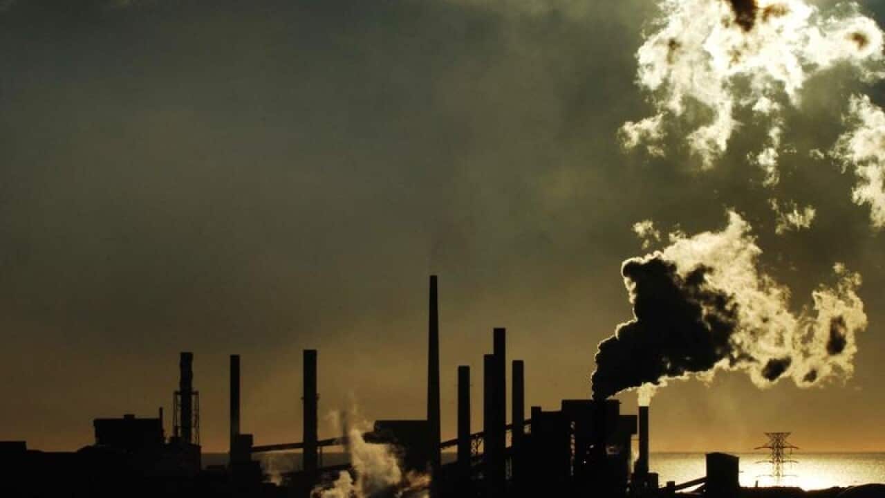 The Port Kembla industrial area and steel works, Wollongong.