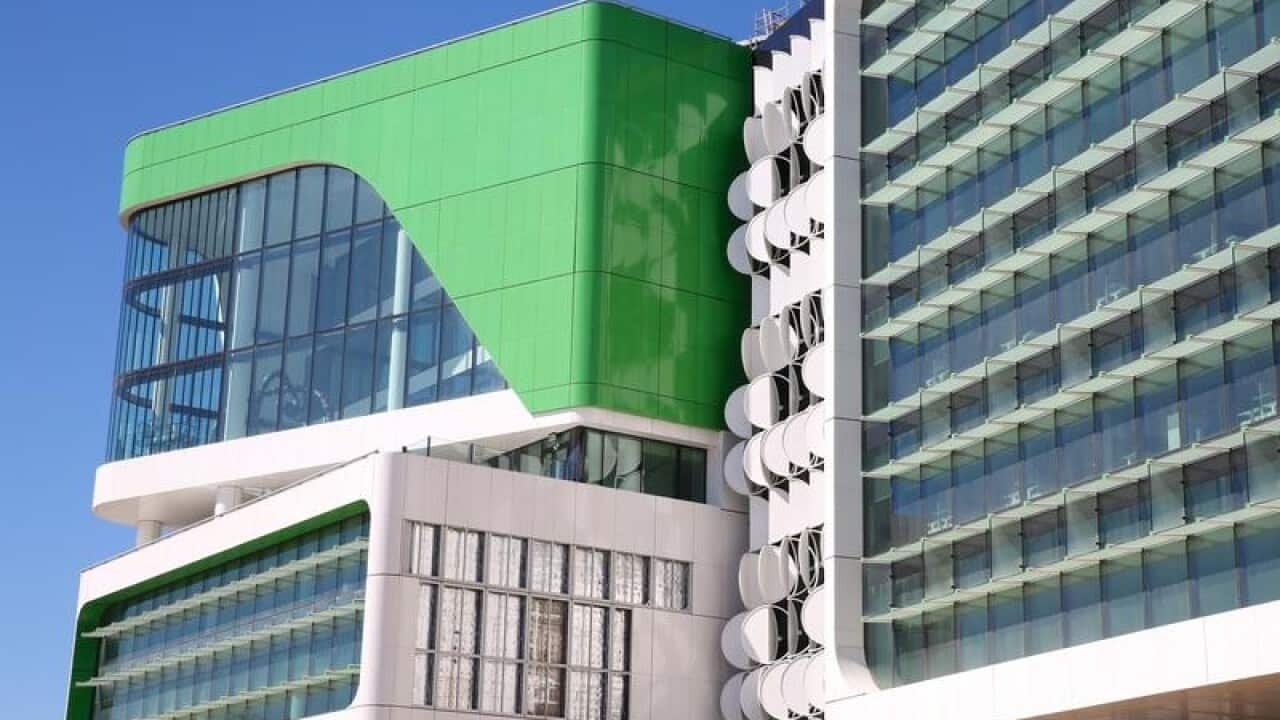 A view of the Perth Children's Hospital under construction