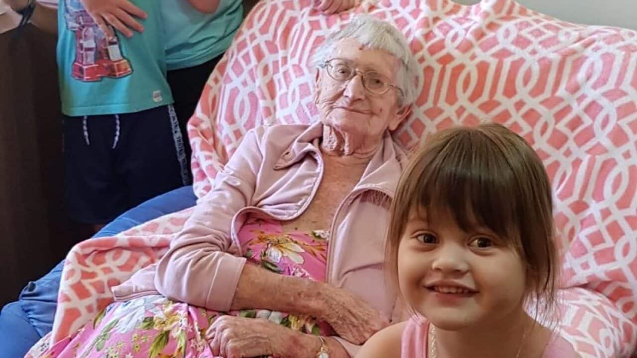 Mollie Manley and her great-granddaughter Jasmine, 3.
