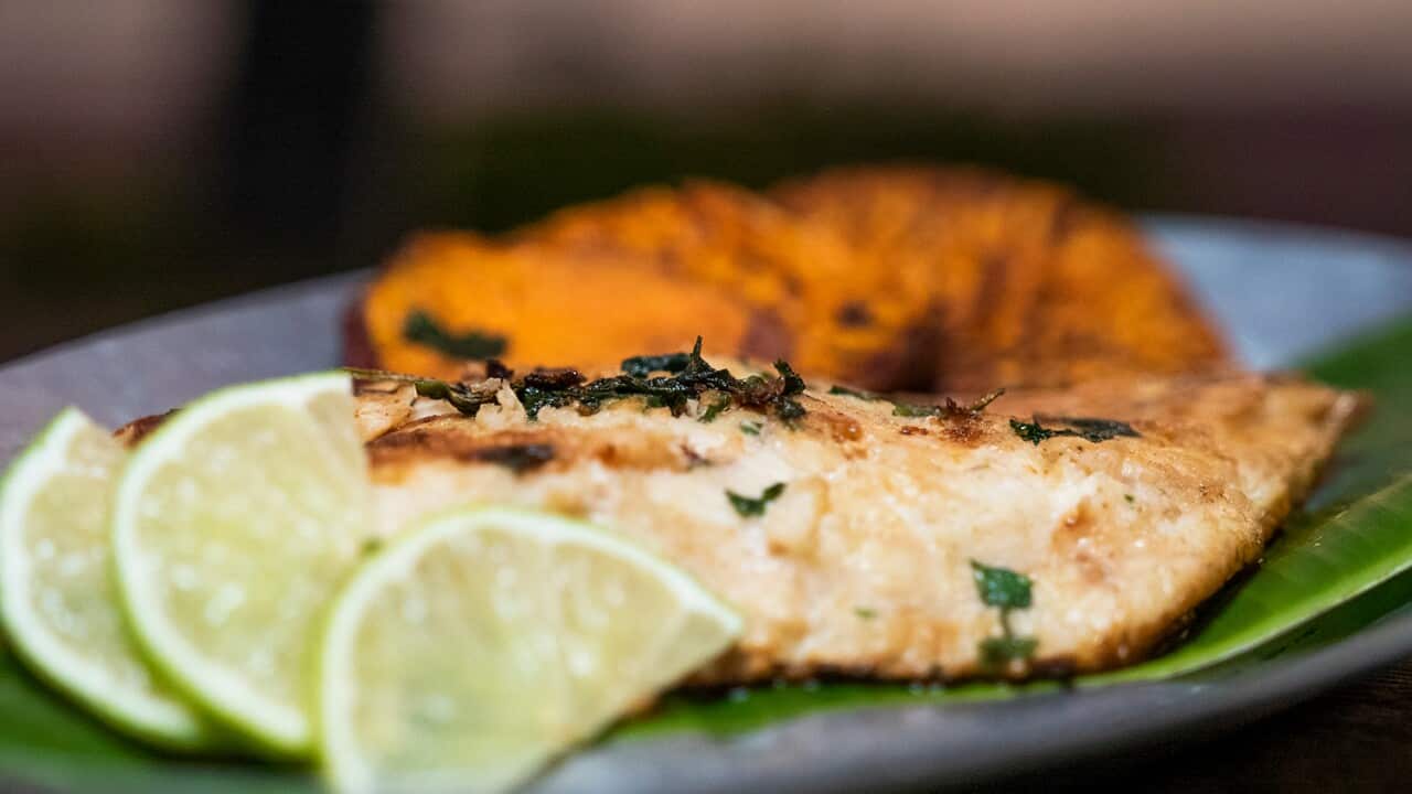 Marinated snapper with sweet potato