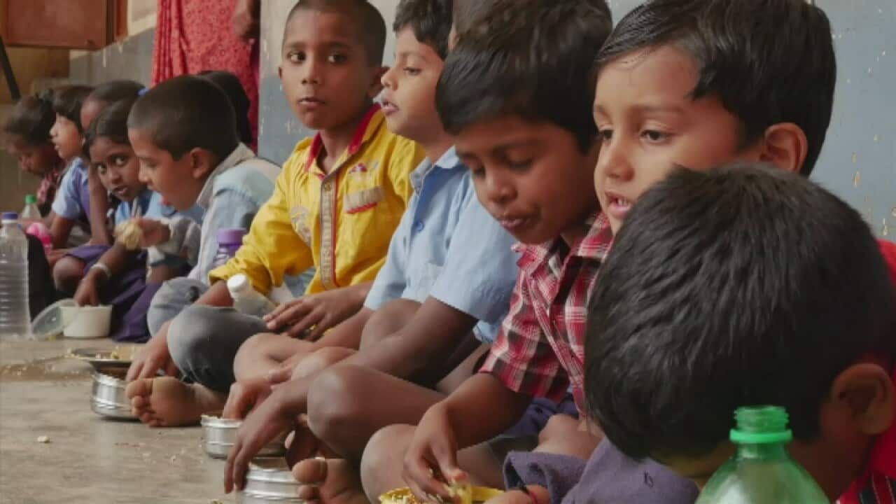 India students get a free lunch (SBS)