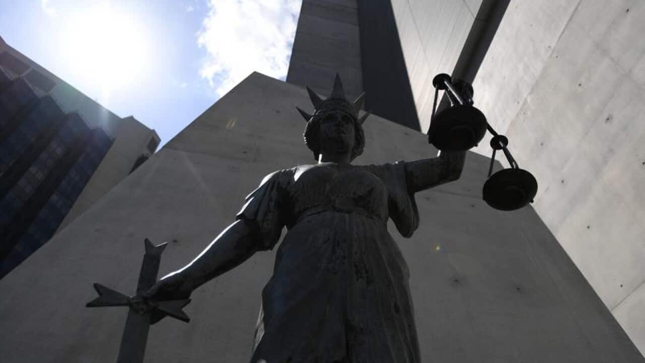 A statue of the Greek God of Justice in Brisbane.