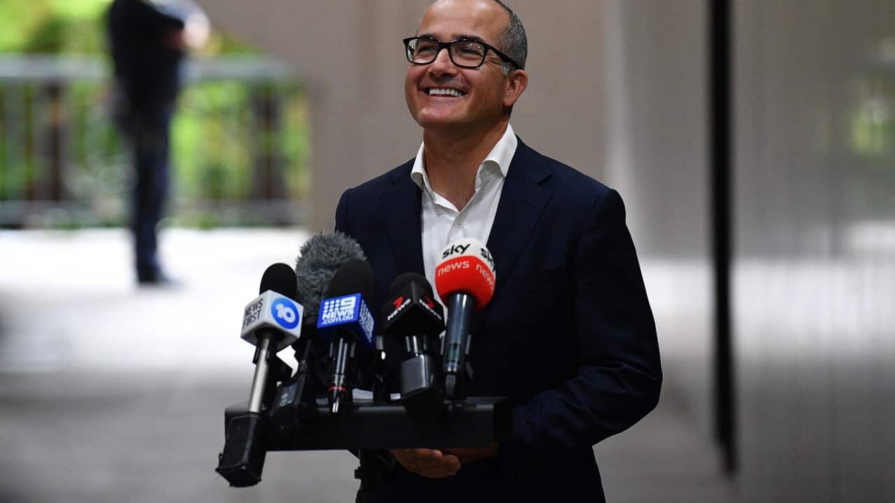 Acting Victorian Premier James Merlino addresses a media conference in Melbourne (AAP)