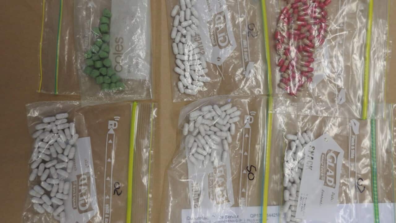 A supplied image obtained on Wednesday, July 11, 2018, Police have seized more than $1 million in illicit drugs and arrested 28 people