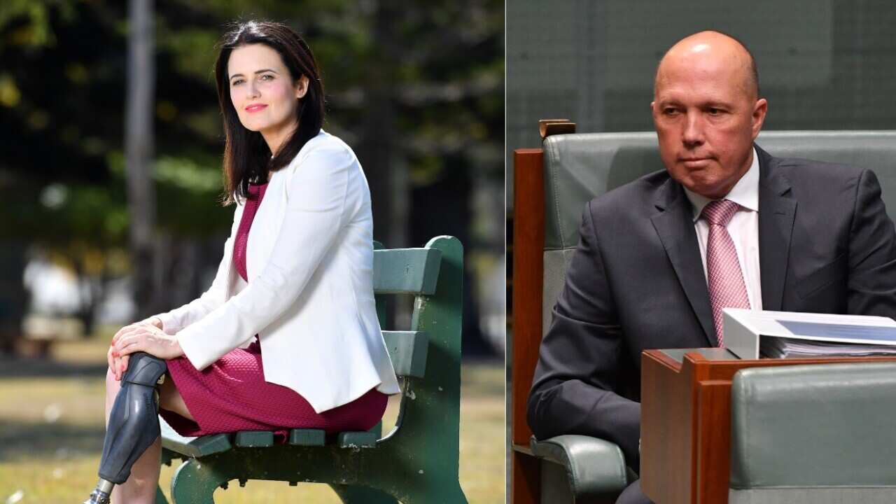 Labor's candidate for the federal seat of Dickson, Ali France and Home Affairs Minister Peter Dutton