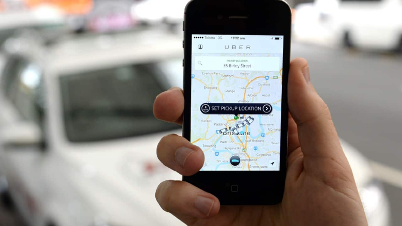 The Uber taxi app in Brisbane