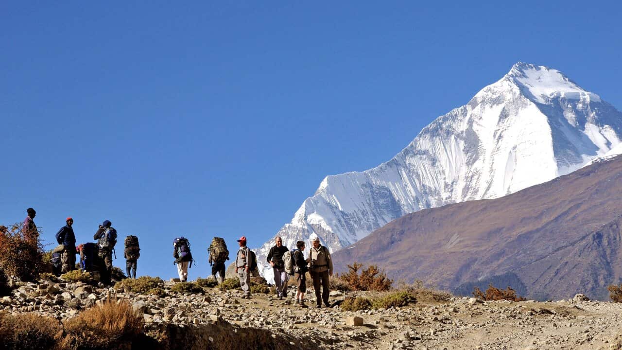 Mustang-bound trekkers in the Annapurnas..