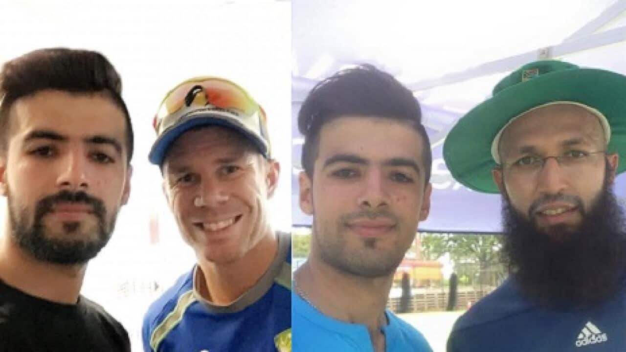 Leg spinner Arsalan Khan with international cricketers