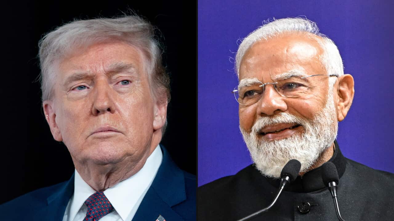 A composite image of two men. One is Donald Trump and the other is Narendra Modi, on the right.