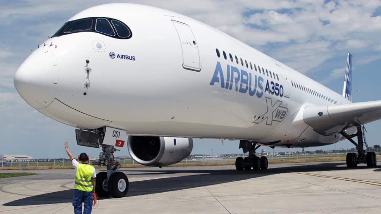 An Airbus A350 airplane
