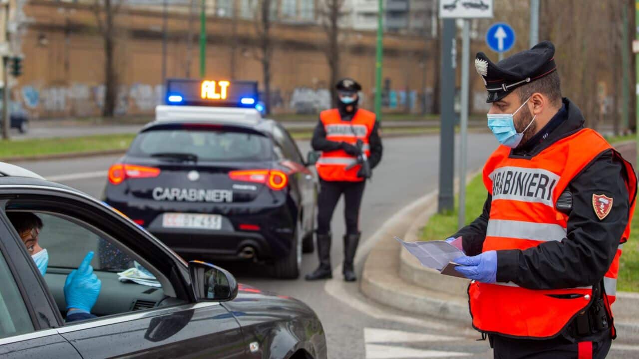 Italian Carabinieri checks in response to the Coronavirus lockdown