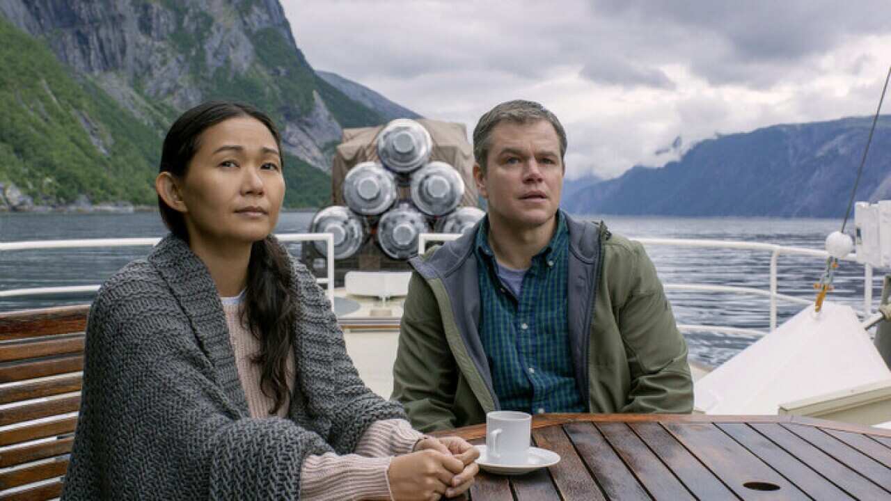Hong Chau and Matt Damon