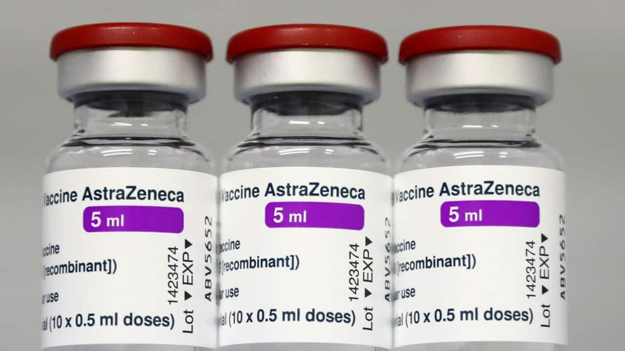 Vials of the AstraZeneca COVID-19 vaccine 