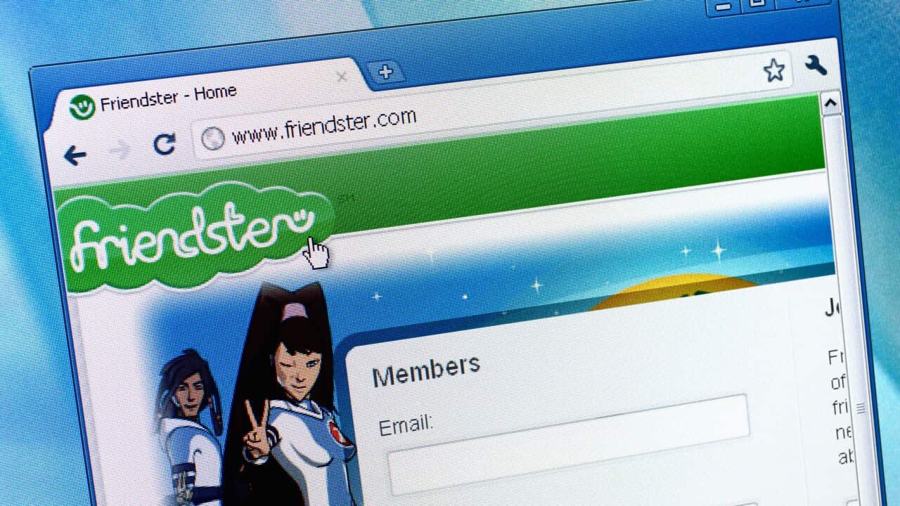 Friendster webpage on the browser