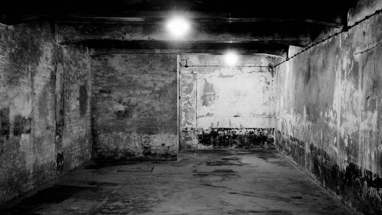 A view inside gas chamber one at the former Nazi death camp of Auschwitz I in Oswiecim, Poland, Sunday, Dec. 8, 2019.