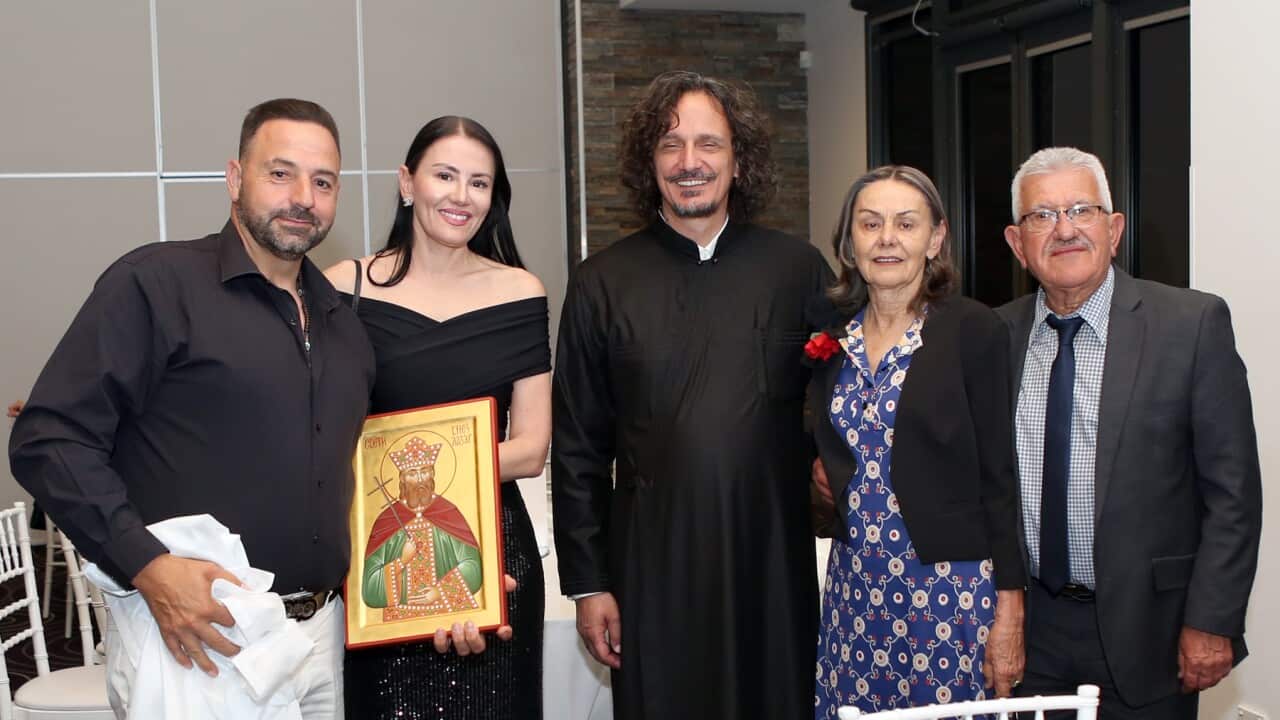 Fr Sasa Colic and St Sava Church parishioners during the 70th anniversary of the first Serbian Orthodox church in Australia