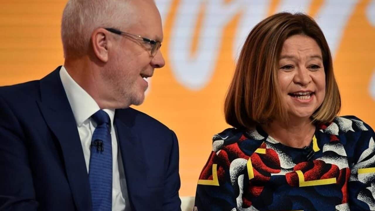 Justin Milne and Michelle Guthrie at an ABC public meeting.
