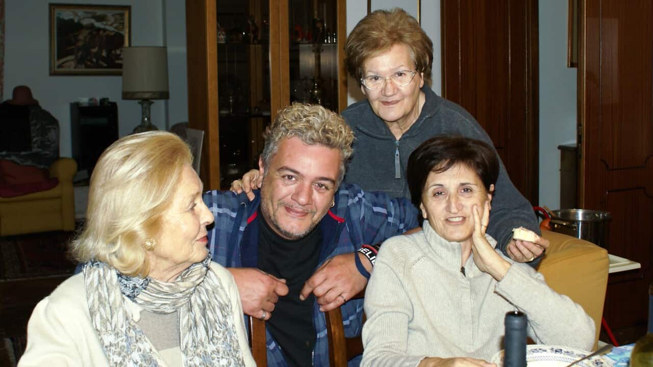 Alex Favali with his godmother Maria Pia, his mother and his aunt Vanna.