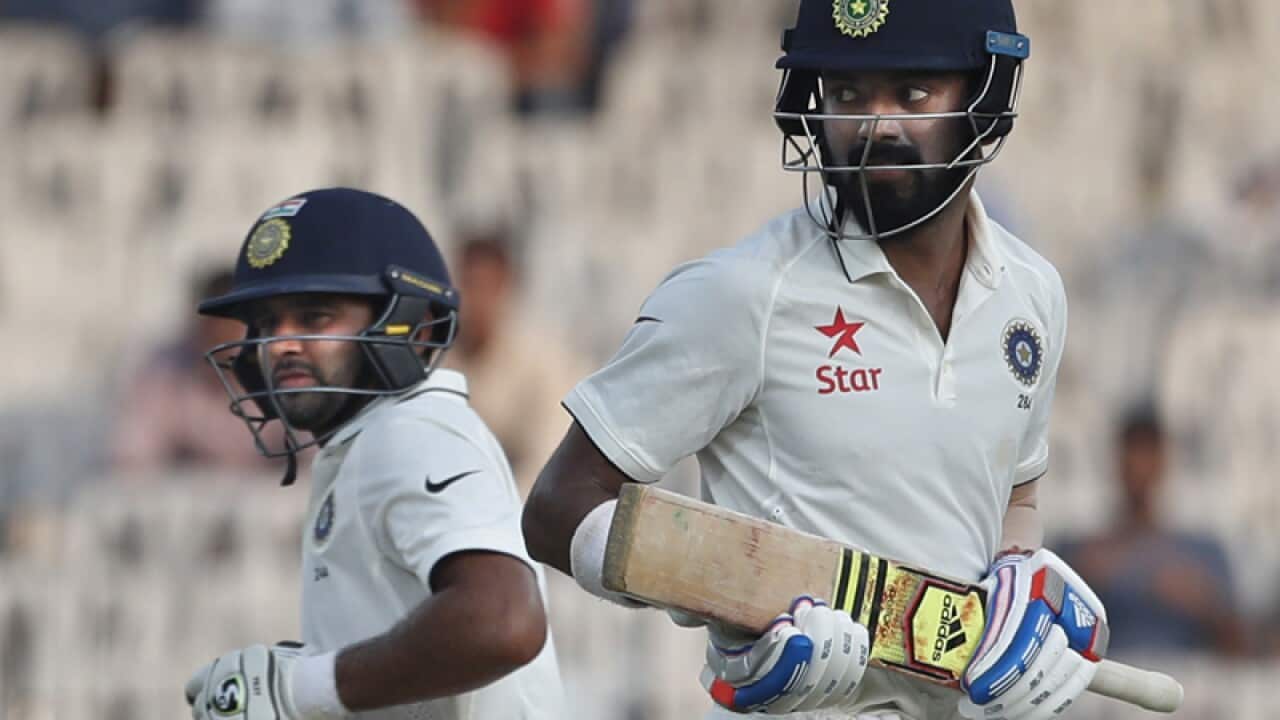 India's Parthiv Patel, left, and Lokesh Rahul