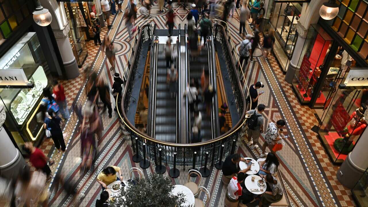 Shoppers are seen during Boxing Day sales in Sydney.