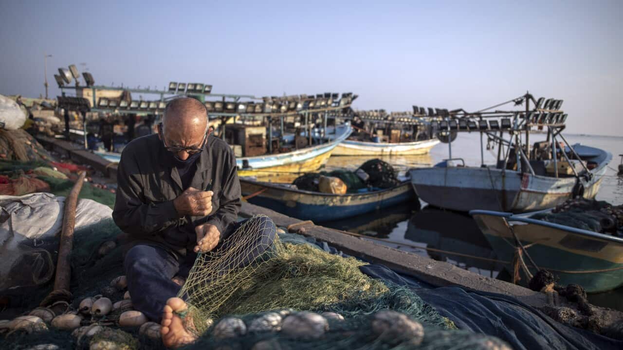 A Palestinian fisherman in the Gaza seaport