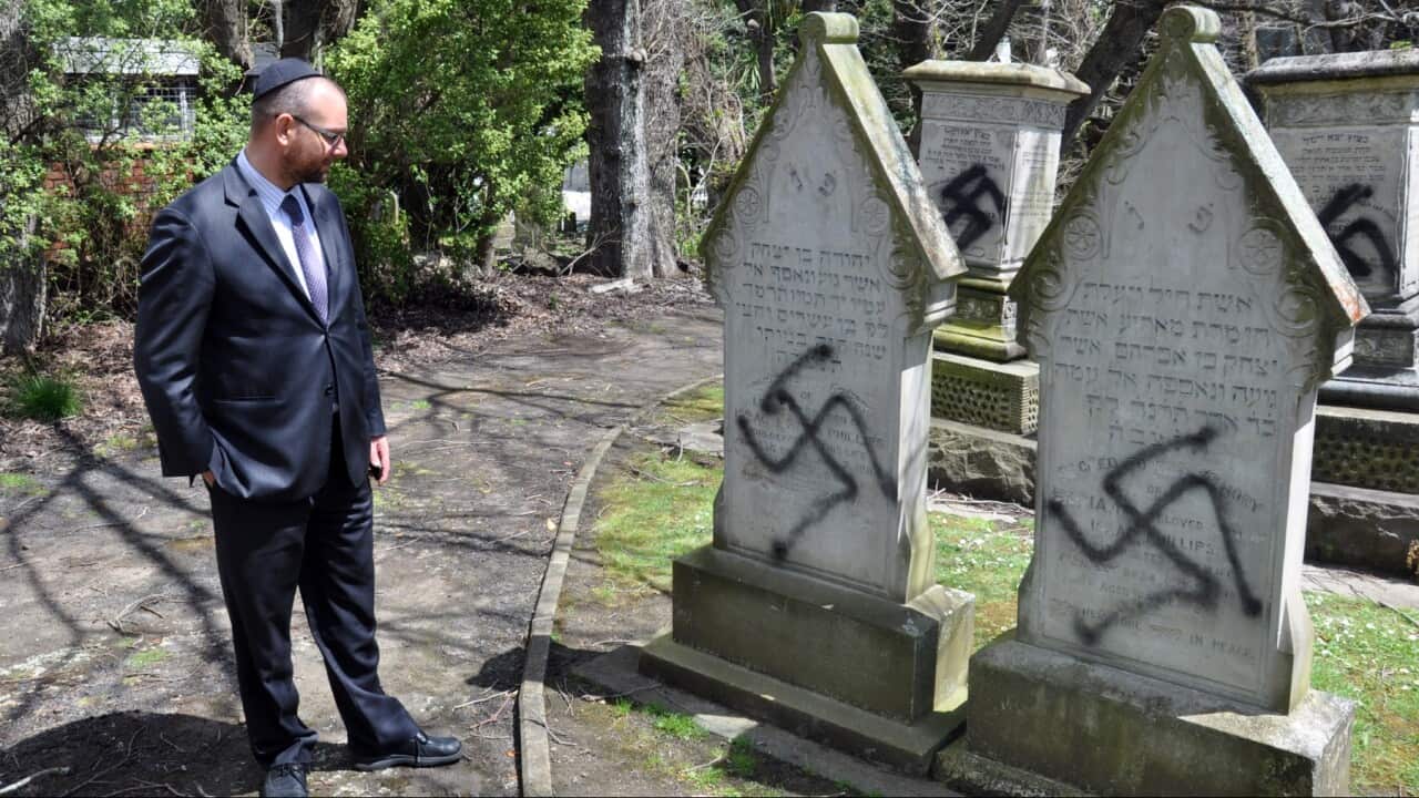 Jewish graves in Auckland NZ with swastikas