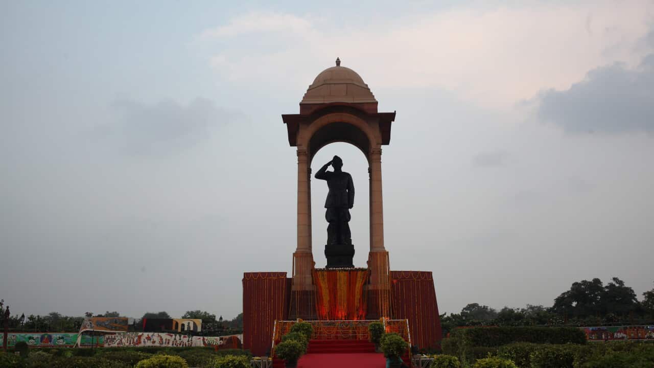The new statue of Netaji Subhash Chandra Bose at the India Gate