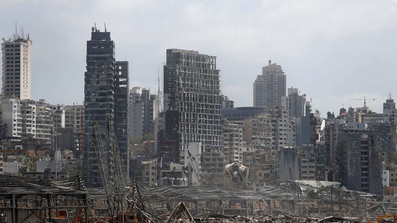 A general view shows the damaged resident buildings and the destroyed port warehouses at the scene of Tuesday's explosion in Beirut, Lebanon.