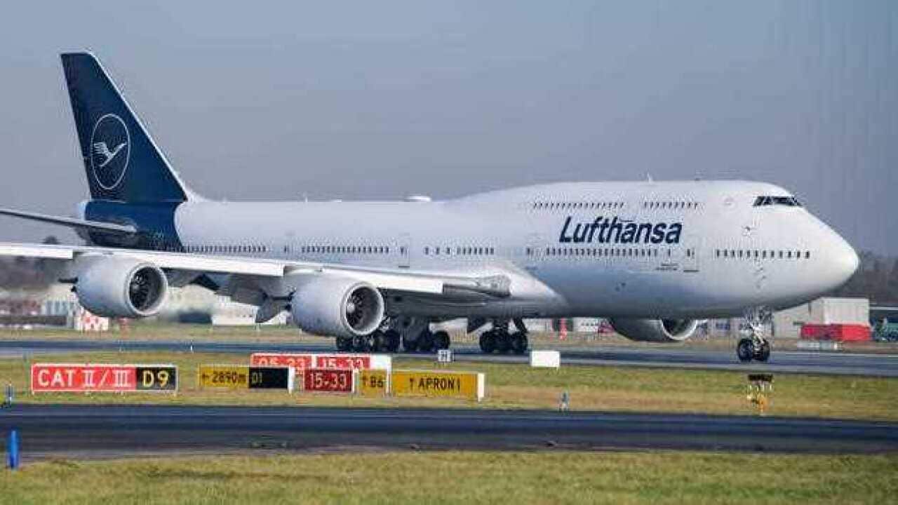 A Lufthansa Boeing 747-8 aircraft