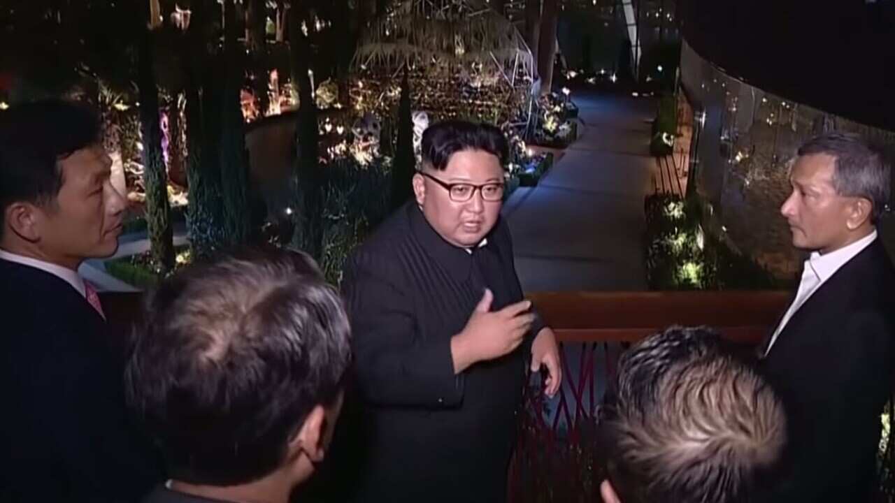 North Korean state television has aired footage of Kim Jong-un's historic summit with Donald Trump in Singapore.