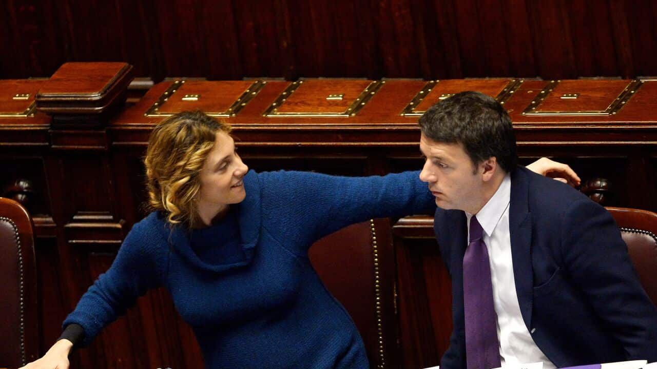 Italian Prime Minister Matteo Renzi (R) with Public Administration and Simplification Minister Marianna Madia in parliament (GIUSEPPE CACACE/AFP/Getty)