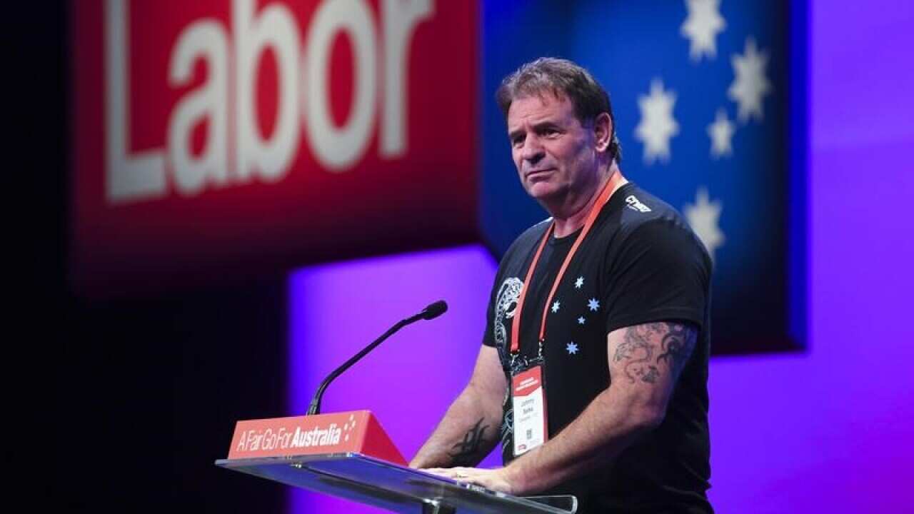 John Setka addresses the Labor Party National Conference in 2018.