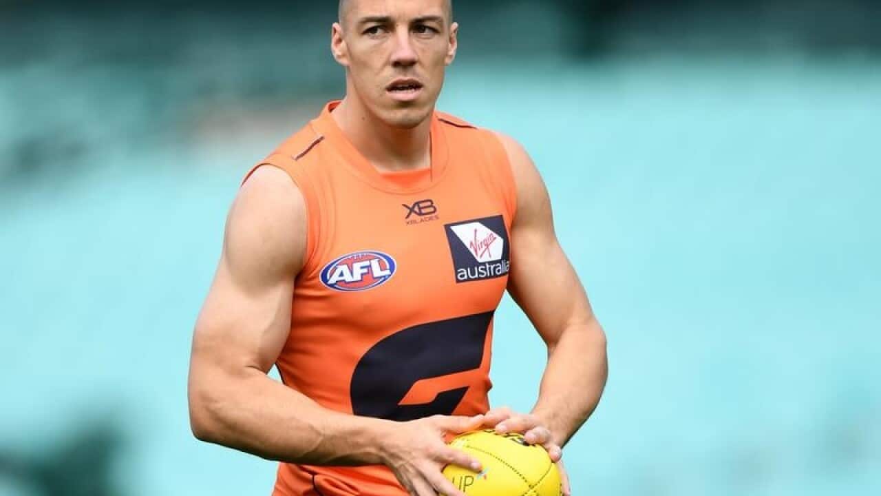 A file image of Dylan Shiel of the GWS Giants training.